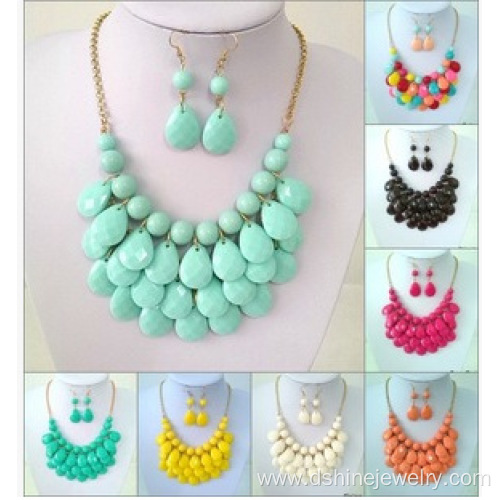 Statement Bubble Necklace Beads Necklace With Earring Set